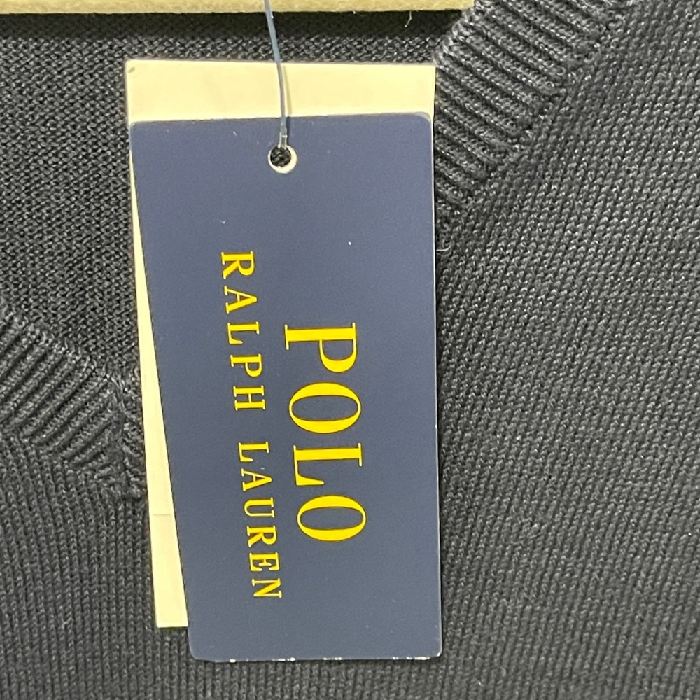 Polo Ralph Lauren Men’s Navy Blue Pima Cotton V Neck Long Sleeve Sweater Size XL - Picture 4 of 7